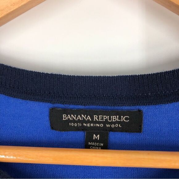 Banana Republic Merino Wool Striped Elbow Sweater Womens Medium Colorful Mature - Picture 3 of 6